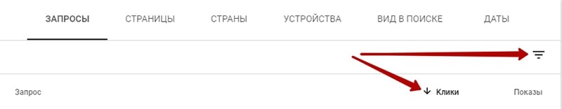 Как сделать сортировку в search console