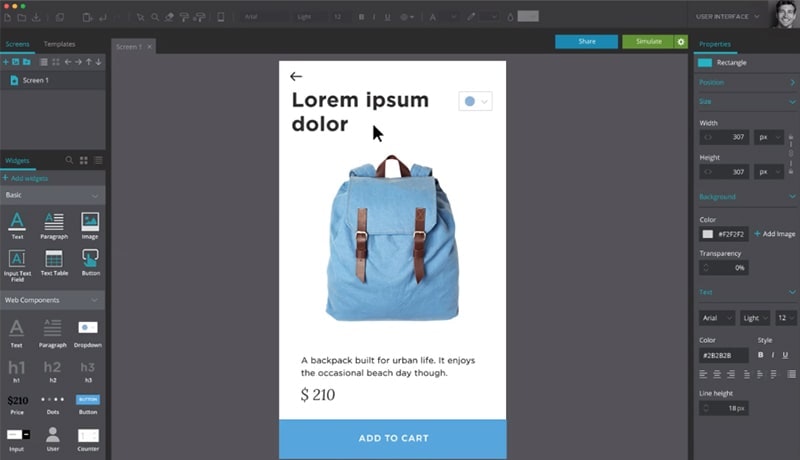 как создать прототип сайта в justinmind