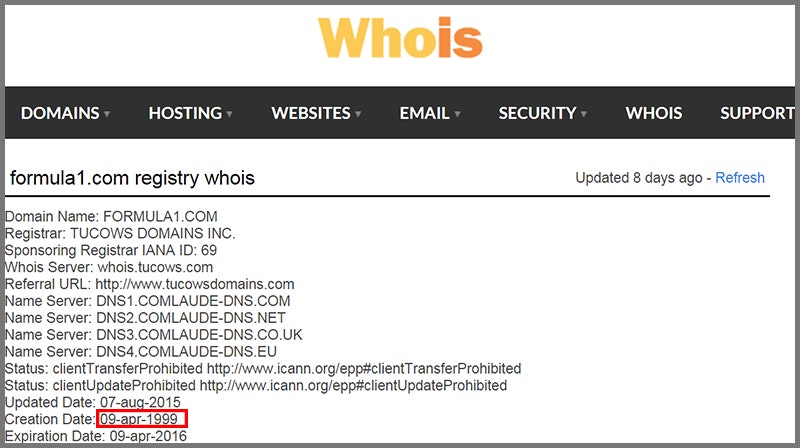 Возраст домена Возраст домена