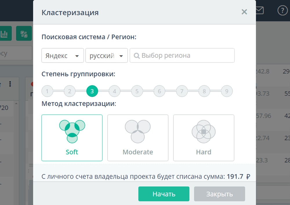 Кластеризация запросов в Topvisor