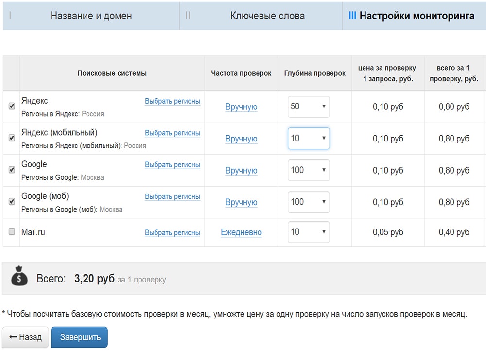 Настройка мониторинга в SeoLib
