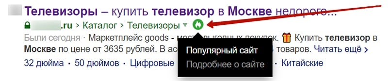 особенные знаки в выдаче яндекса скриншот