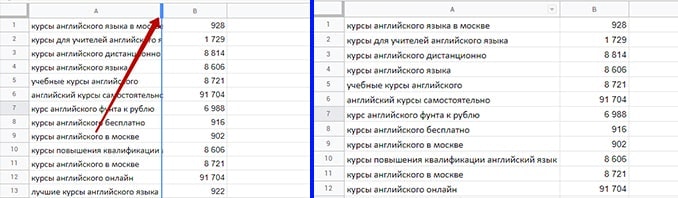 Как расширить ячейку в гугл таблицах фото