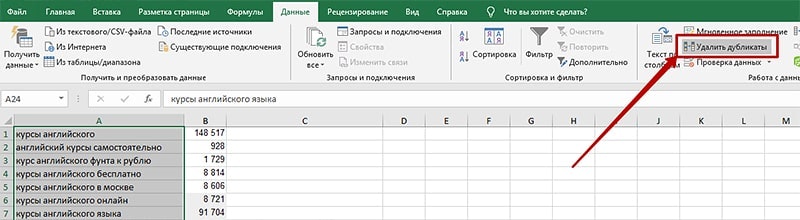 Удаление дублей ключевых слов seo специалистом